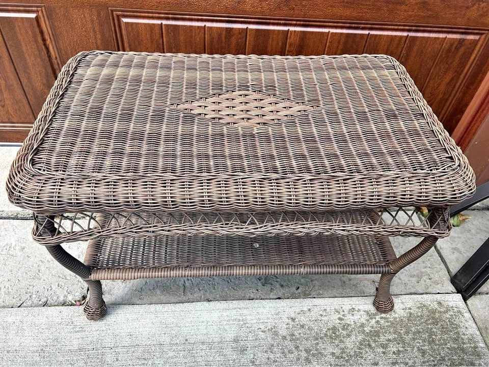 Brown Wicker Side Table