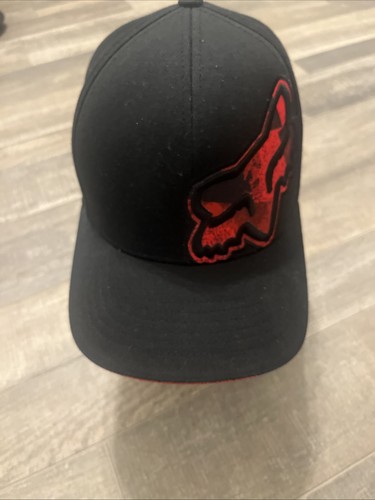 fox racing hat flex fit Black Red Small Cotton Spandex