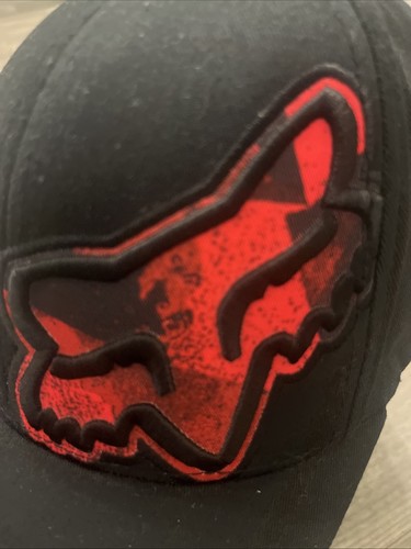 fox racing hat flex fit Black Red Small Cotton Spandex - photo 2