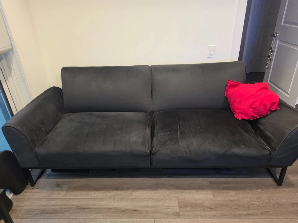 Full Convertible Sofa, Black Velvet - photo 3