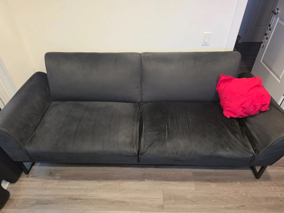 Full Convertible Sofa, Black Velvet - photo 4