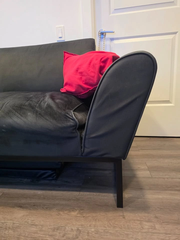 Full Convertible Sofa, Black Velvet - photo 5
