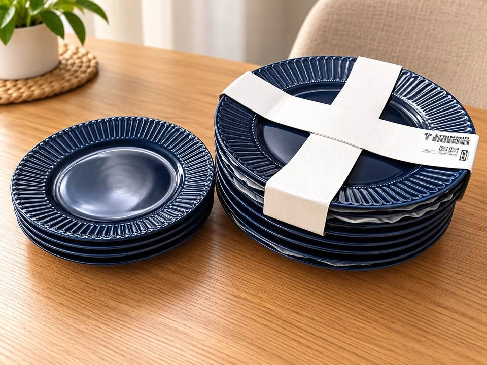 IKEA 38-Piece Blue Dinnerware Set – Like New - photo 3