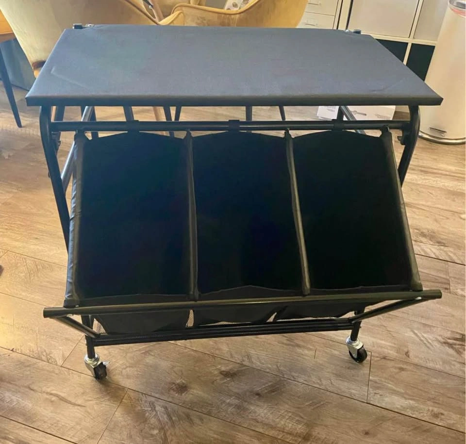 3-Bag Laundry Sorter Cart with Ironing Board Top - photo 2