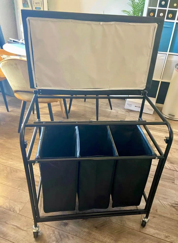 3-Bag Laundry Sorter Cart with Ironing Board Top - photo 3