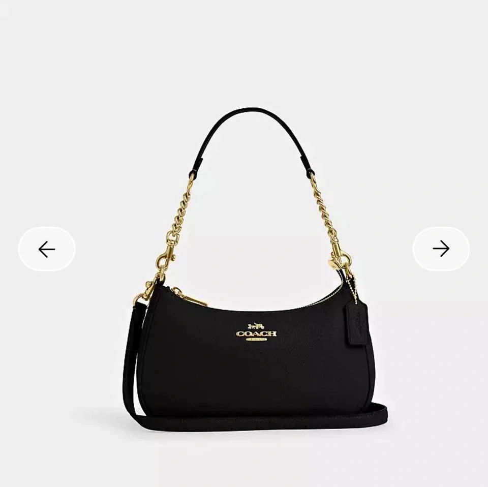 Coach Teri Shoulder Bag Black Pebbled Leather