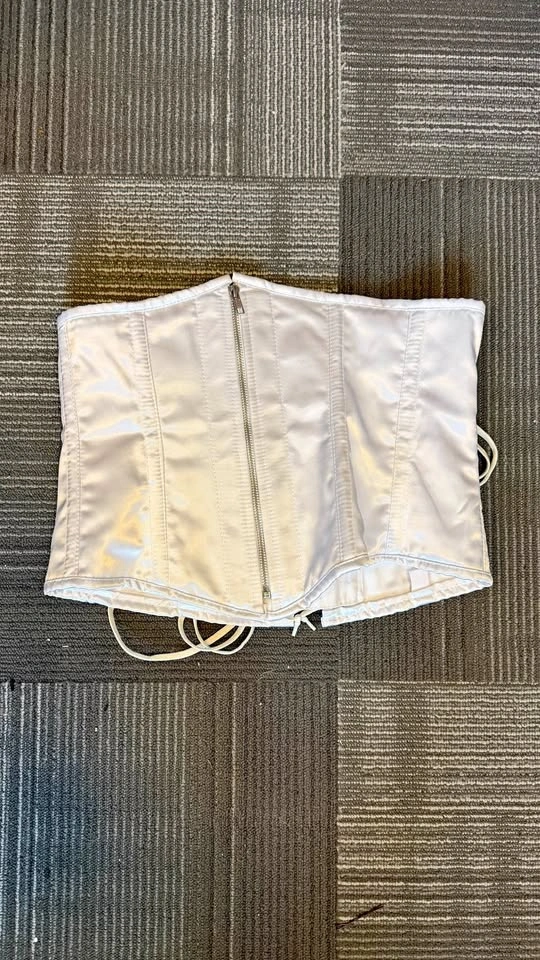 Top Drawer White Satin Underbust Steel Boned Corset - XL
