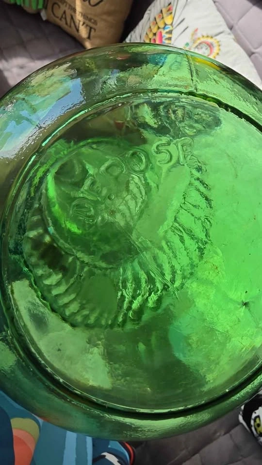 Vintage Green Spiral Glass Genie Bottle with Metal Stand 80cm - photo 5