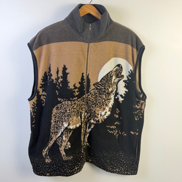 [Vintage] Wolf Zip-Front Sweater Vest - photo 2