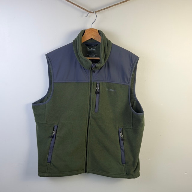 L.L. Bean Men's Olive Green Fleece Vest