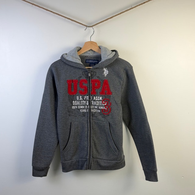 Y2K U.S. Polo Assn. Dark Gray Zip Hoodie Small Womens