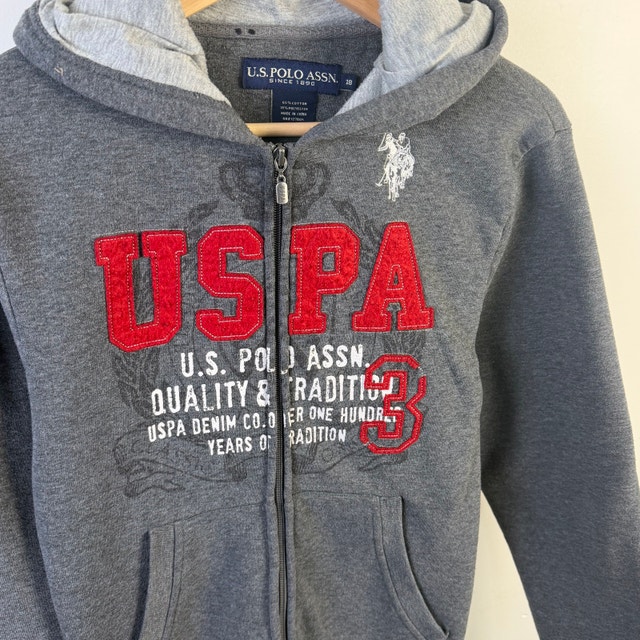 Y2K U.S. Polo Assn. Dark Gray Zip Hoodie Small Womens - photo 2