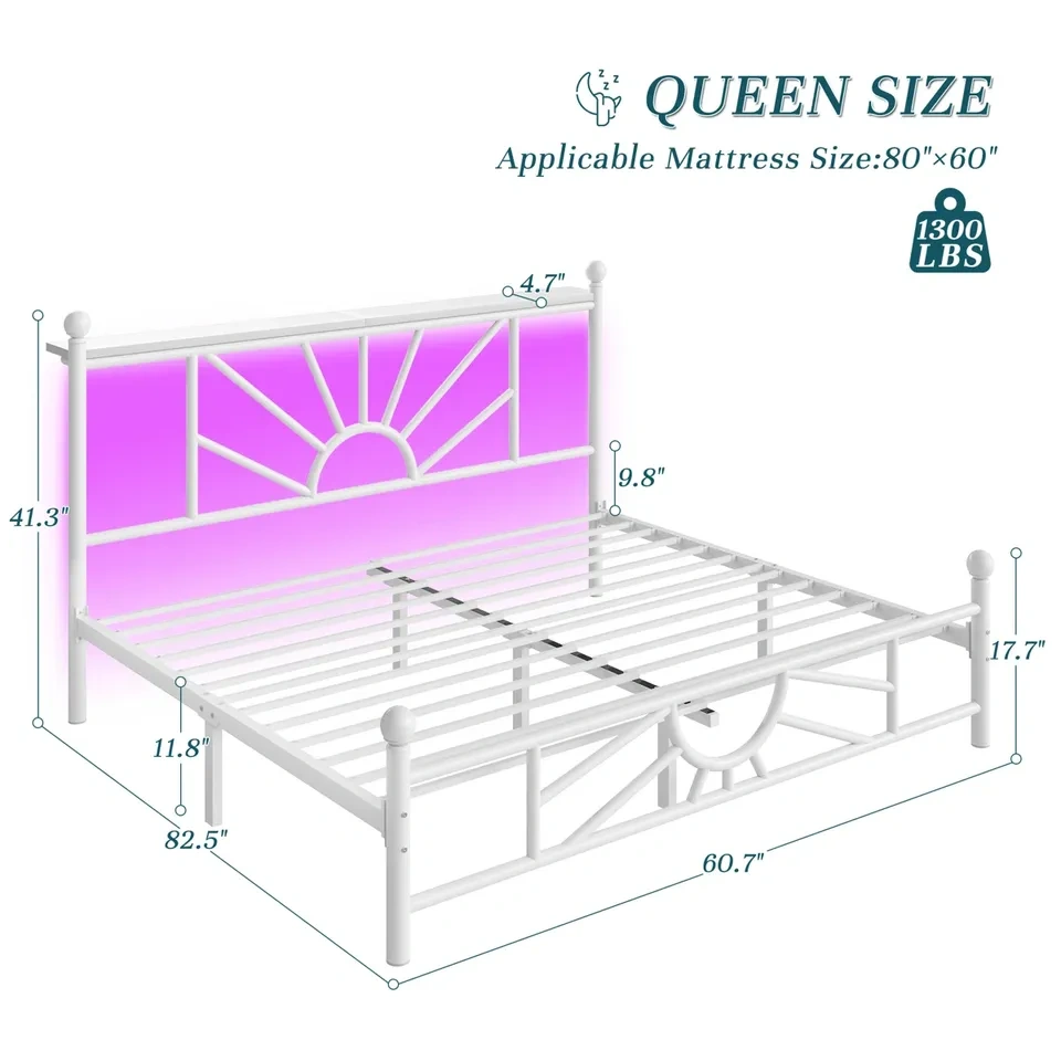 New Queen Metal Bed Frame with LED Lights & Storage - photo 2