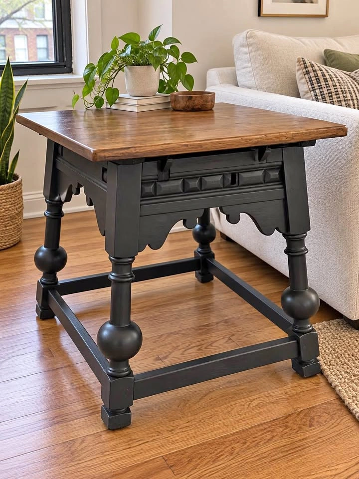 Two-Tone Jacobean Style Side Table