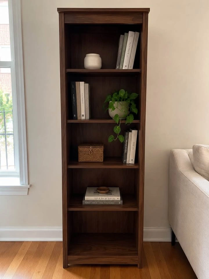 Brand-New Tall Walnut Bookshelf – 4 Shelves - photo 2