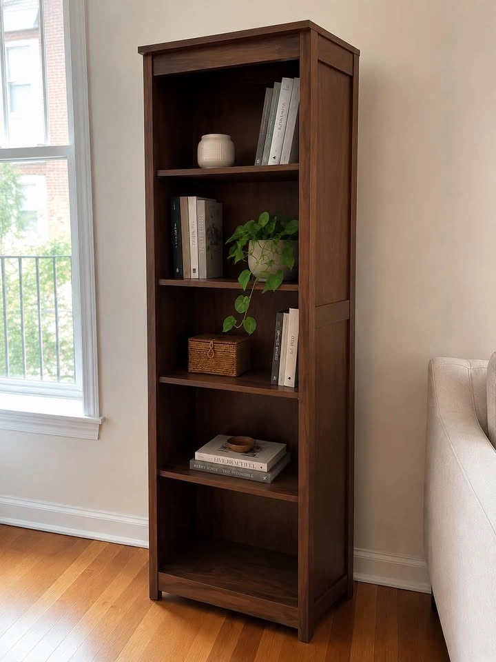 Brand-New Tall Walnut Bookshelf – 4 Shelves - photo 3