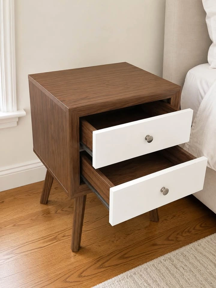Mid-Century Modern 2-Drawer Nightstand - photo 3