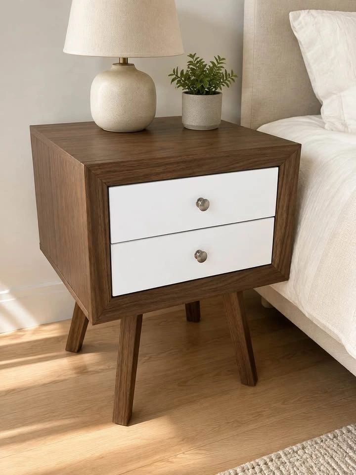 Mid-Century Modern 2-Drawer Nightstand - photo 4