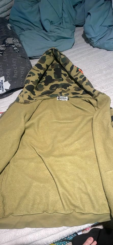 Bape Hoodie Green and Black Camo - photo 4