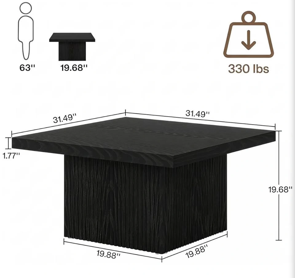 Brand New in Box Tribesigns 31.5" Square Coffee Table - photo 2