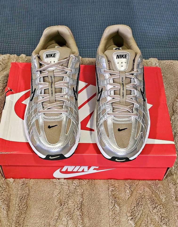 Nike P-6000 in Khaki & Metallic Silver, Brand New (Size 9M/10.5W