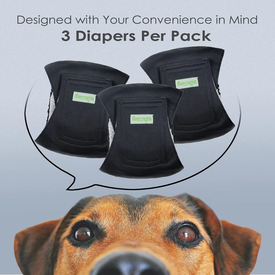 Washable Dog Diapers (3Pk Black, Medium) - photo 3