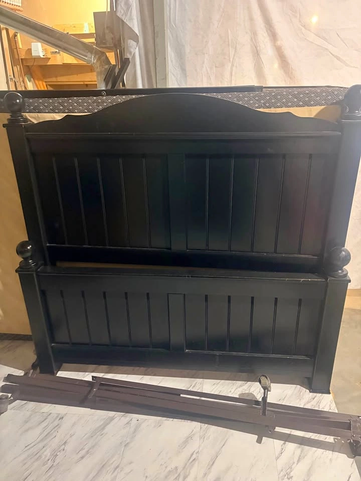 Double bed frame, dresser, and side table