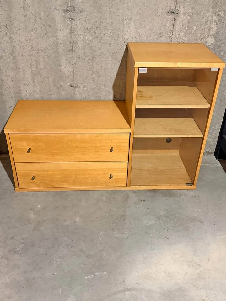 Light Wood Storage Unit w/ Drawers & Shelves