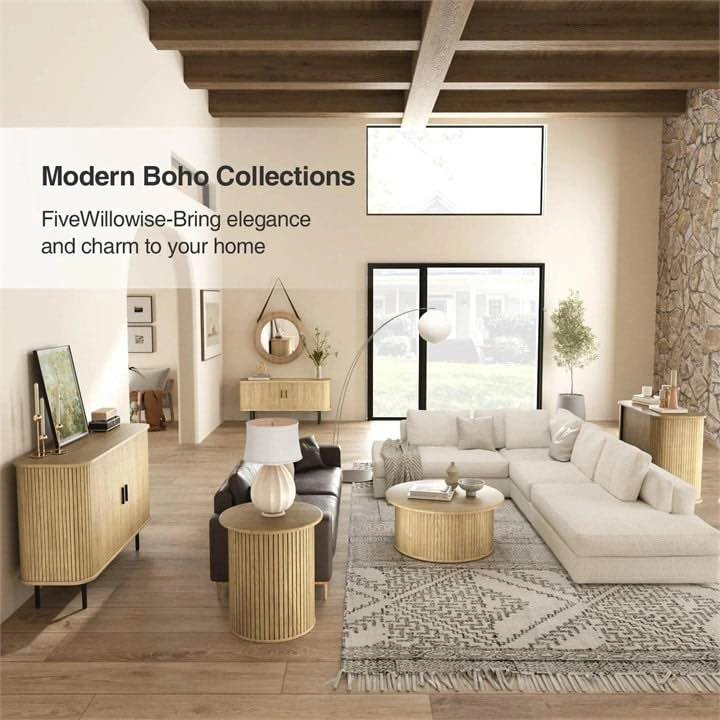 Fluted Buffet Coffee Table Cabinet - photo 3