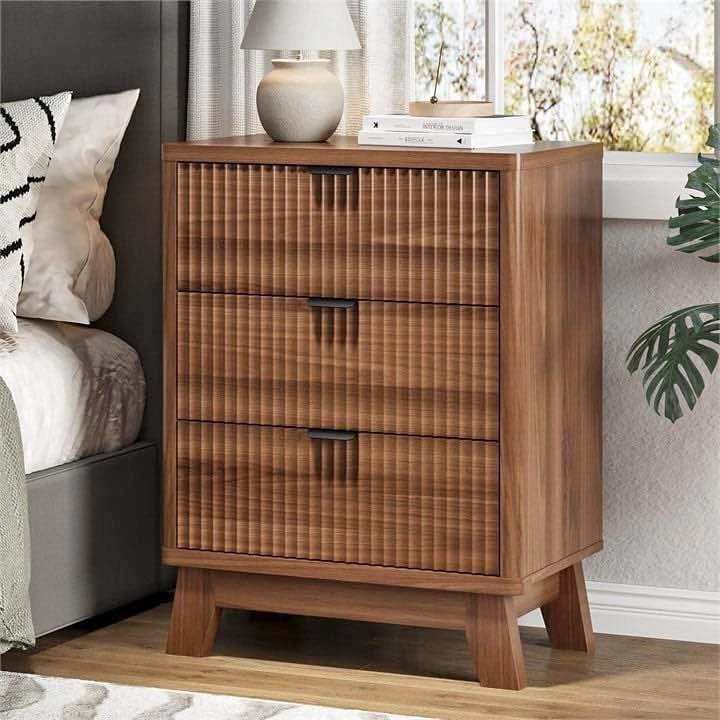 3-Drawer Coffee Coloured Nightstand Chest