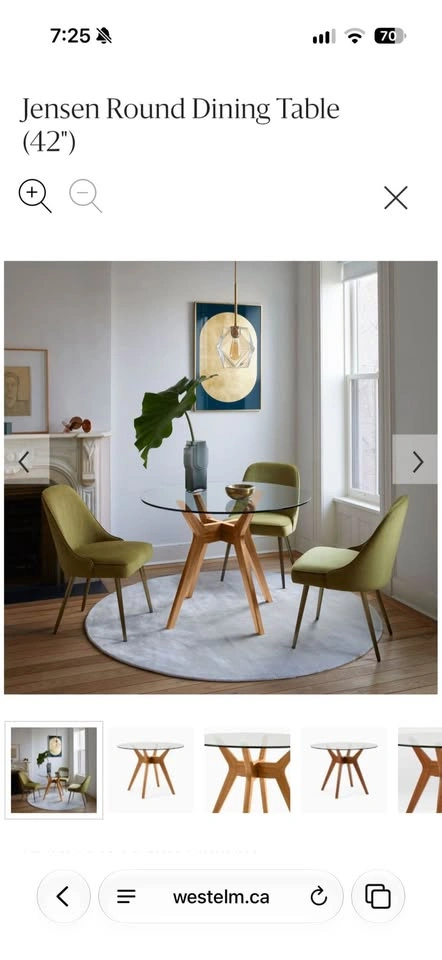West Elm Jensen 42” Round Dining Table – Acorn/Glass - photo 2