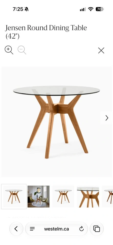 West Elm Jensen 42” Round Dining Table – Acorn/Glass - photo 3
