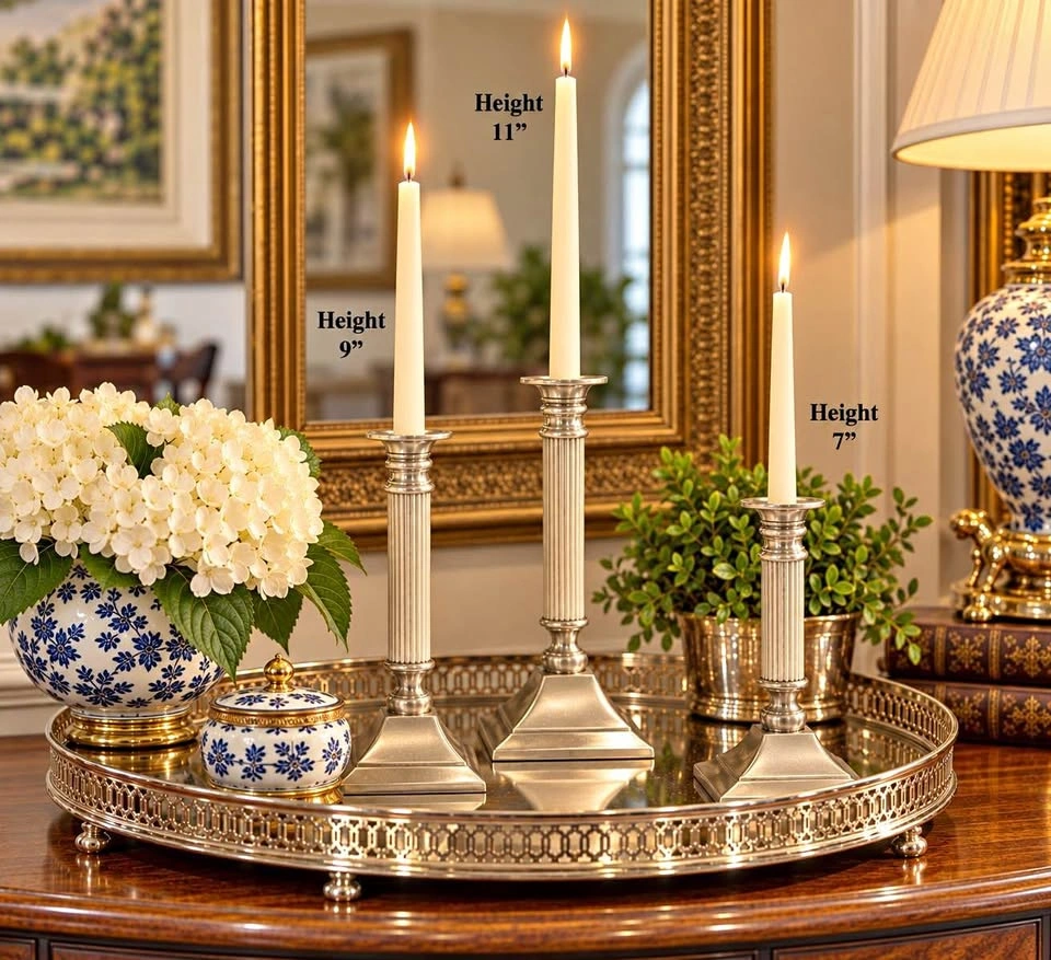 Candlesticks Trio Silver Column