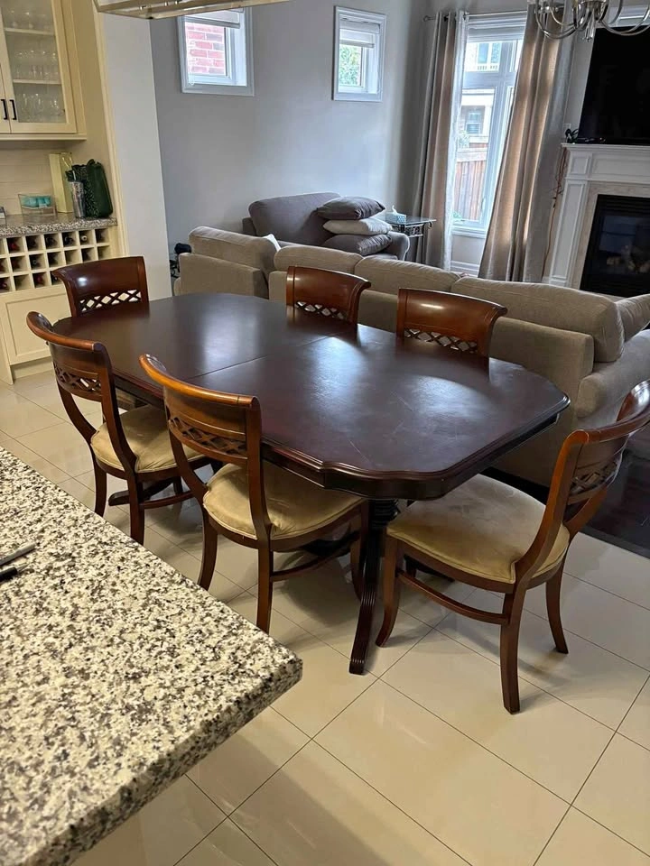 Solid wood Kitchen/Dining Table Set with 8 Chairs with 16 inch L