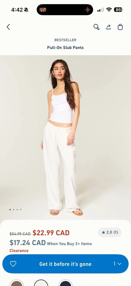 Brand new Hollister white pants size L - photo 2