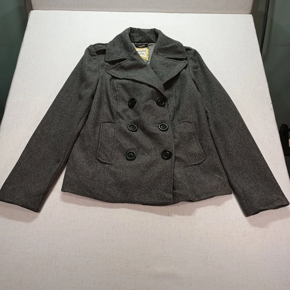 Old Navy Medium Gray Wool Blend Double-Breasted Peacoat - photo 2