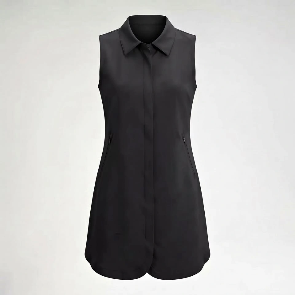Lolë Black Sleeveless Button-Up Active Dress Travel Athleisure X