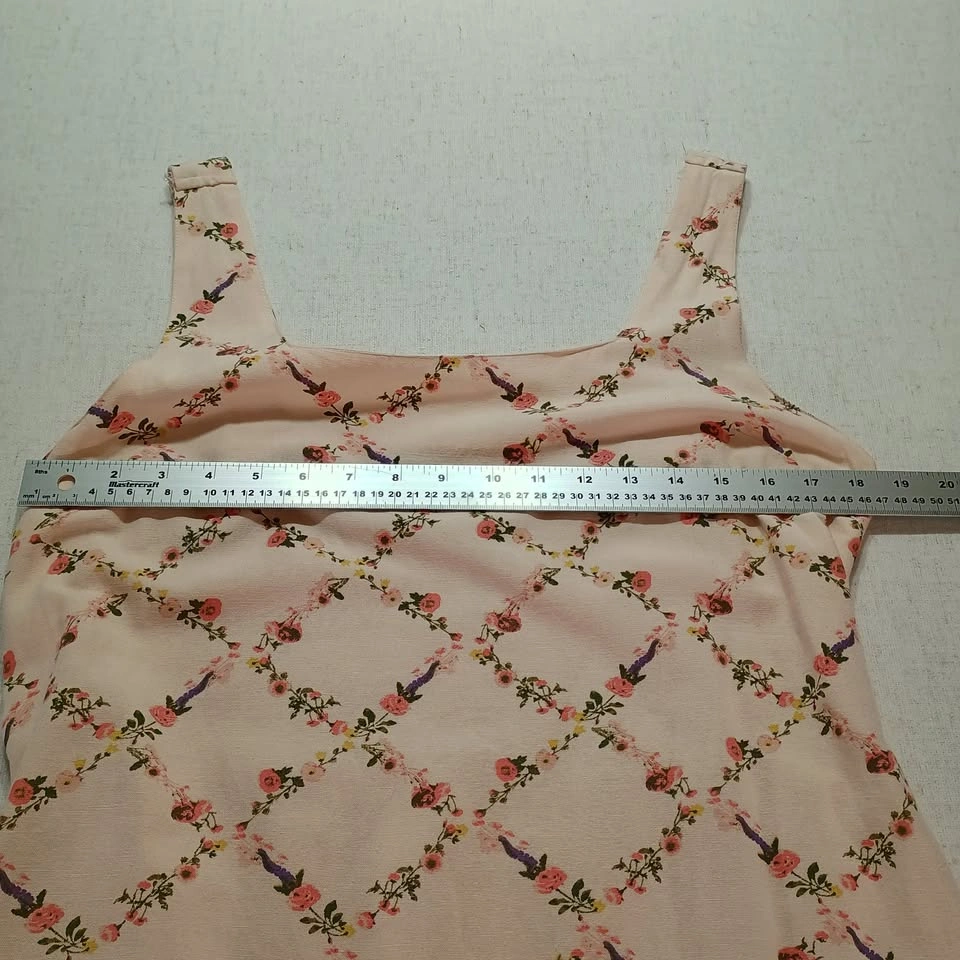 Japna Pink Floral Lattice Sundress Square Neck Smocked Back XL - photo 2
