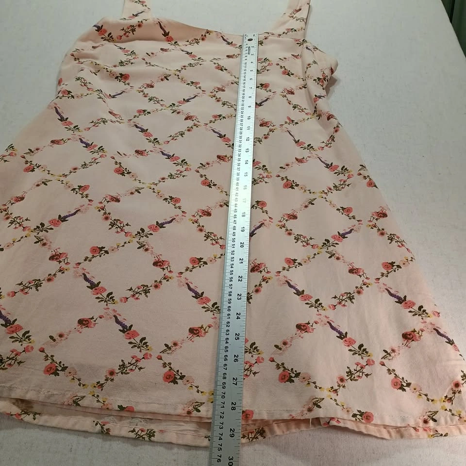 Japna Pink Floral Lattice Sundress Square Neck Smocked Back XL - photo 3
