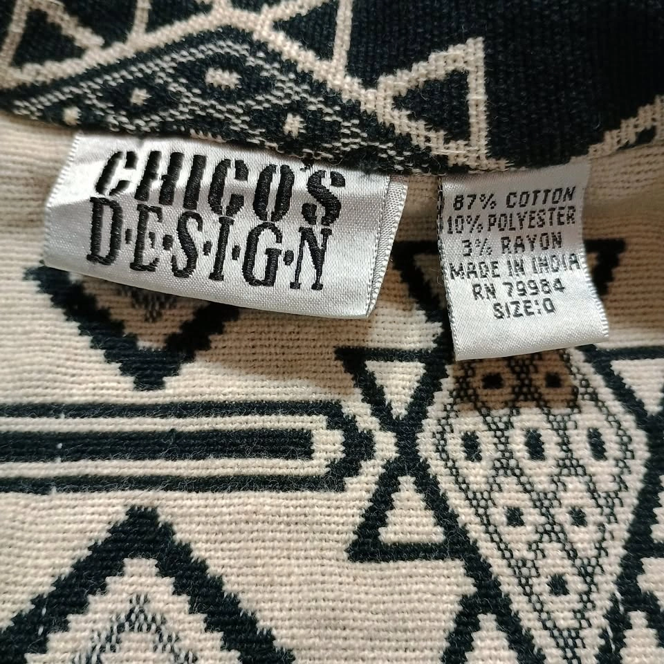 Chico's Black & Cream Aztec Geometric Woven Jacket Size 0 - photo 4