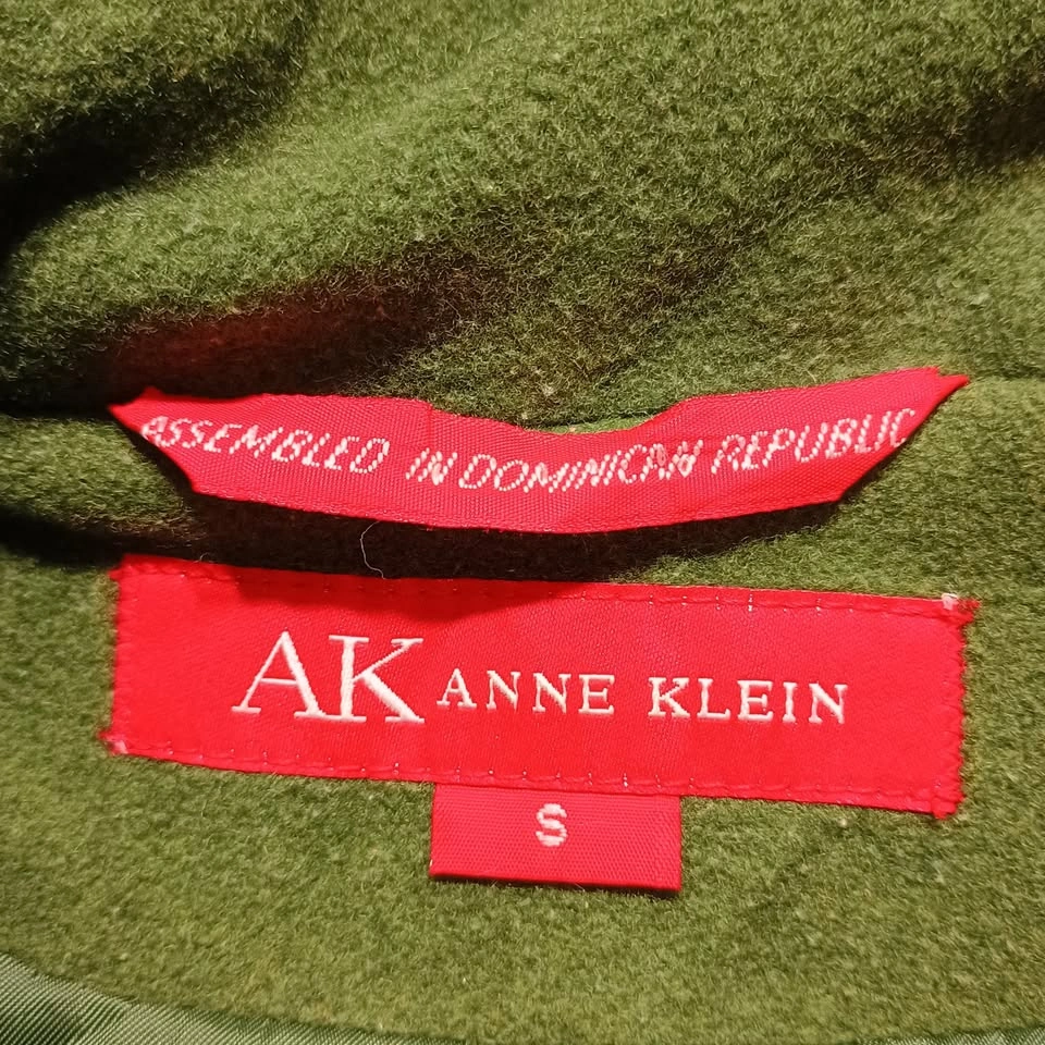 AK Anne Klein Olive Green Wool Blend Hooded Pea Coat Size S - photo 3