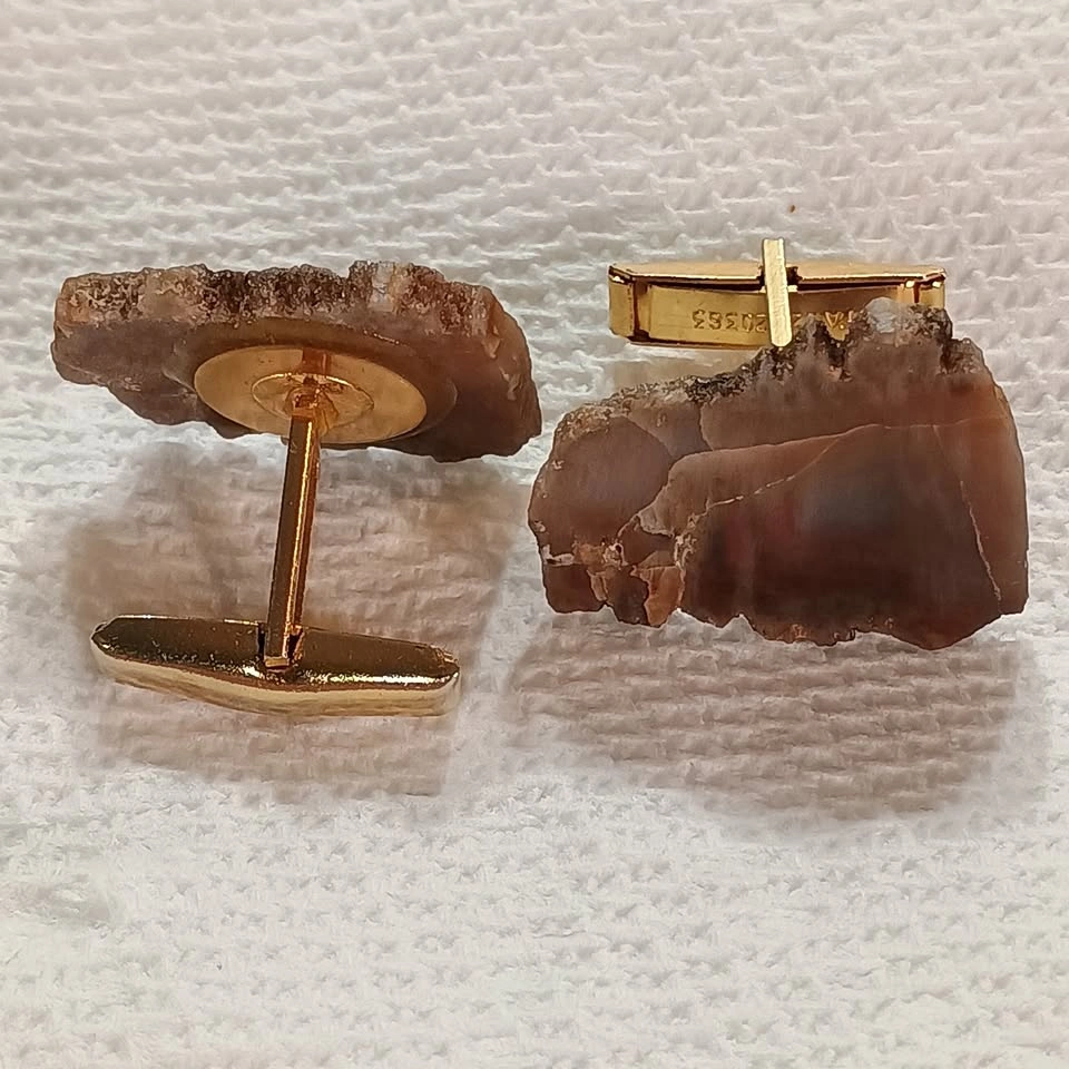 Vintage Harvey Avedon Sliced Agate Stone Cufflinks - photo 3