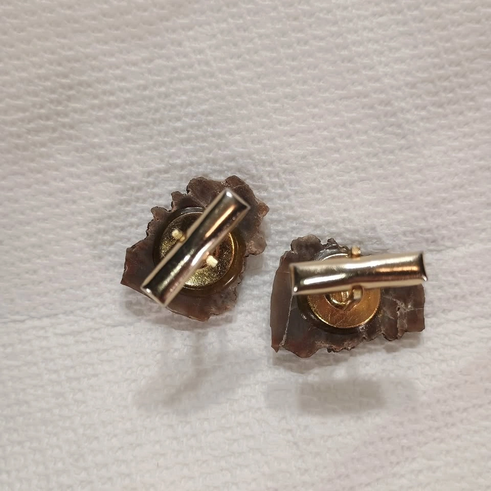 Vintage Harvey Avedon Sliced Agate Stone Cufflinks - photo 4
