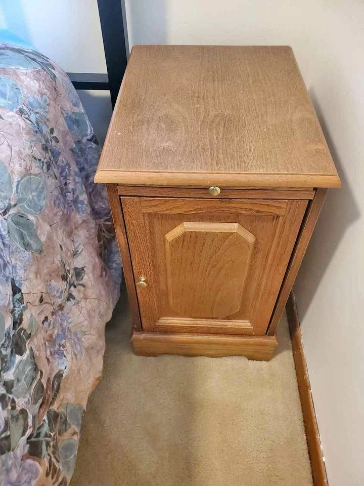 Wooden Nightstand with Pull-Out Tray