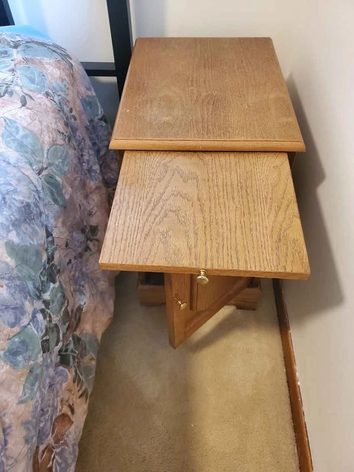 Wooden Nightstand with Pull-Out Tray - photo 3