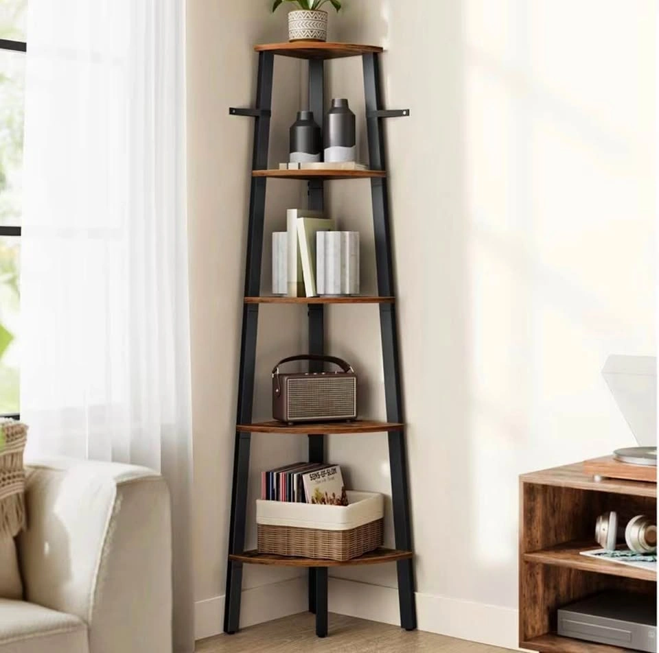 5-tier corner shelf, black/brown - New, not assembled