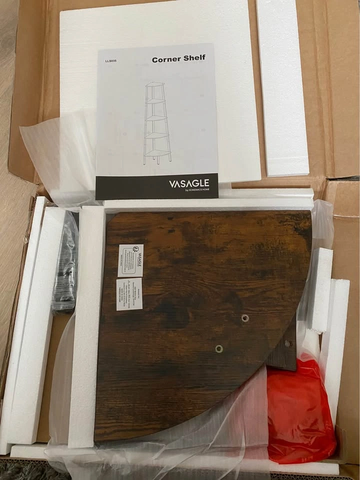 5-tier corner shelf, black/brown - New, not assembled - photo 3