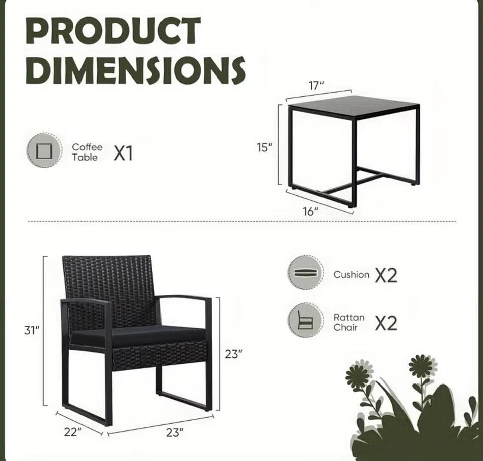 3-piece outdoor set (white) + cover – new - photo 2