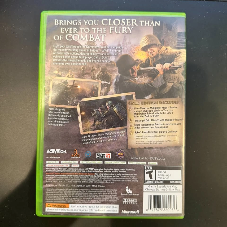 Call of Duty 3 Gold Edition (Xbox 360) CIB - photo 2