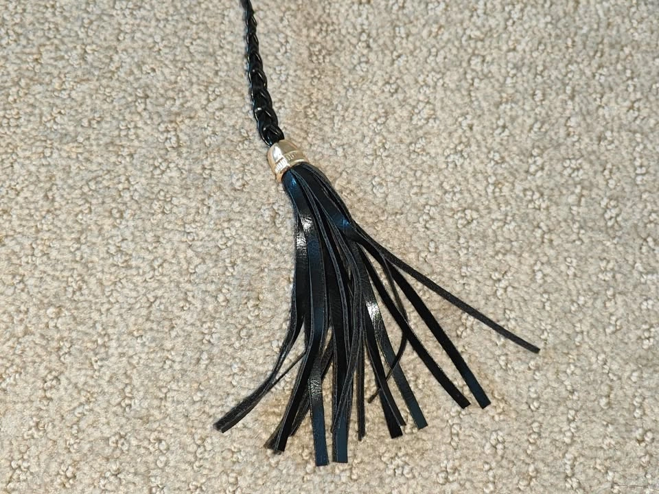 Women Waist Belt Woven Black Skinny Tassel Belt - photo 2